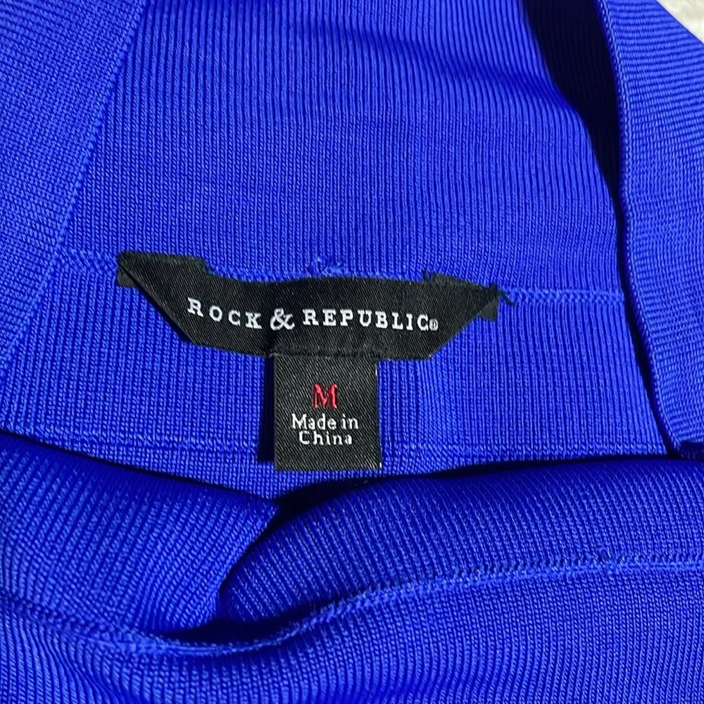 #0083 Never Worn Rock & Republic Spandex Fitted Royal Blue Textured Mini-M - Picture 5 of 9